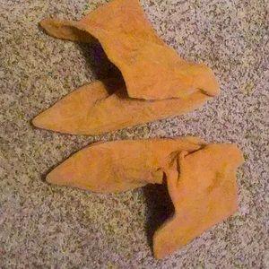 Goldenrod suede slouch boots